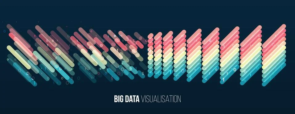Big data visualization. Abstract background with lines array and binary code. Stock Illustration