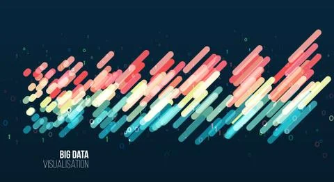 Big data visualization. Abstract background with lines array and binary code. Stock Illustration