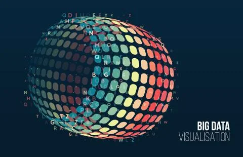 Big data visualization. Abstract background with circles array and binary cod Stock Illustration