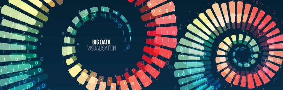 Big data visualization. Abstract background with spiral array and binary code Stock Illustration