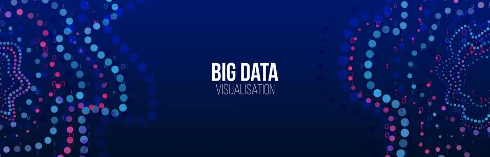 Big data visualization. Abstract background with dots array and binary code.  Stock Illustration