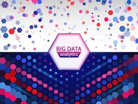 Big data visualization. Abstract geometric background with letter code and he Stock Illustration