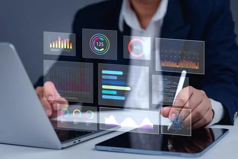 Big data visualization, AI-driven insights, business performance tracking, .. Stock Photos