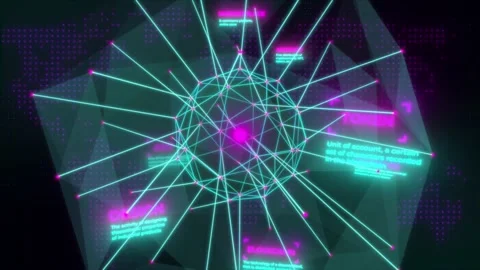 Big Data Visualization Animation With Connected Dots And Lines. 4K Video stock 195294118