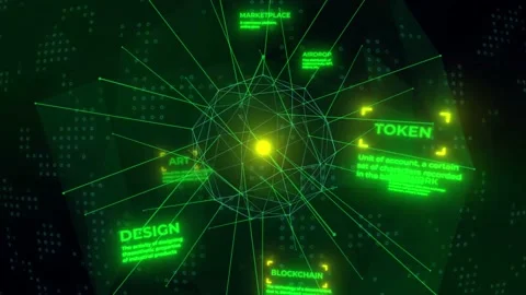 Big Data Visualization Animation With Green Connected Dots And Lines. 4K Video stock 195225101