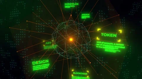 Big Data Visualization Animation With Green Connected Dots And Lines. 4K Video stock 195292283
