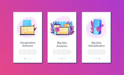 Big data visualization app interface template. Stock Illustration