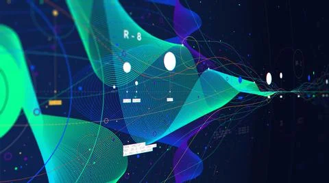 Big data visualization array digital presentation on the business analytics c 스톡 일러스트