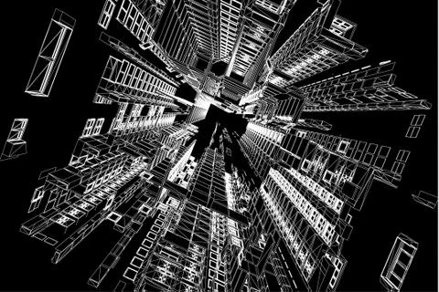 Big data visualization. Background 3d .Big data connection background. Cyber Stockillustratie