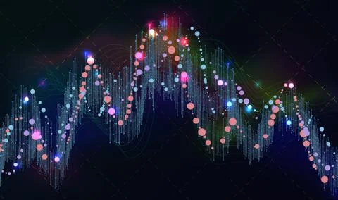 Big data visualization background. Futuristic info graphic line chart Stock Illustration