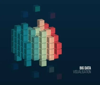 Big data visualization. Background with square array. Connection structure. D Stock Illustration