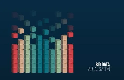 Big data visualization. Background with square array. Connection structure. D 库存插图