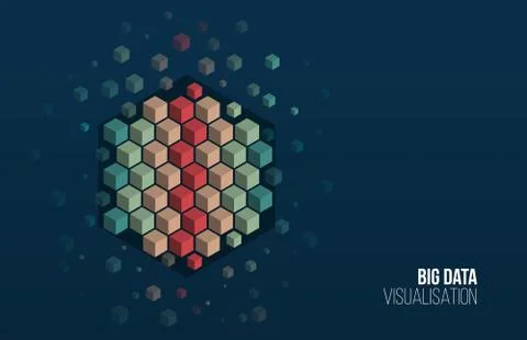 Big data visualization. Background with square array. Connection structure. D Illustrazione stock
