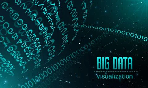Big data visualization banner, realistic style Stock Illustration