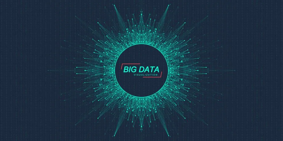 Big data visualization. Big data machine learning algorithms. Data array Stock Illustration