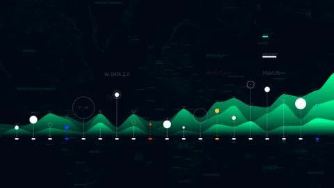 Big data visualization business analytics on the background of the world map Stock Illustration