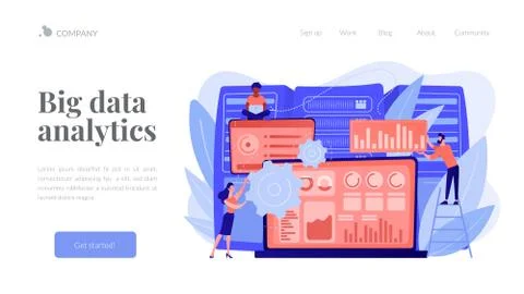 Big data visualization concept landing page. Stock Illustration