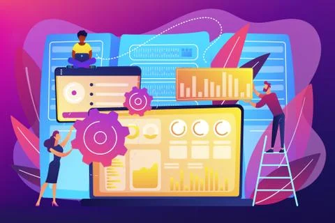 Big data visualization concept vector illustration. Stock Illustration