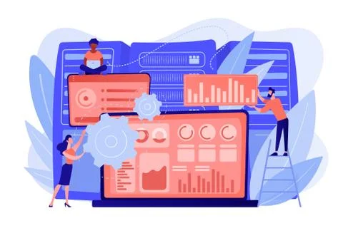 Big data visualization concept vector illustration. Illustrazione stock