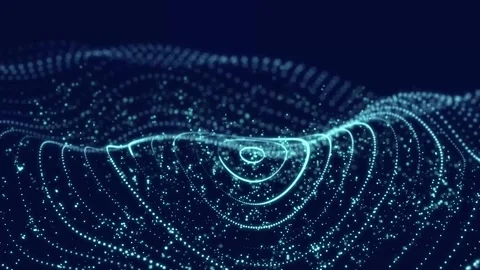 Big data visualization. Digital wave with many particles moving. Stock Footage 157263675