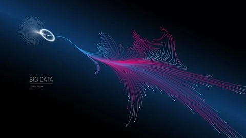 Big data visualization flow with neon red and blue lines Stock Illustration