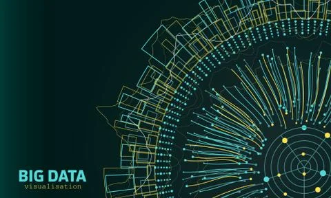 Big Data Visualization. Fractal Elements with Lines and Dots Array Illustrazione stock