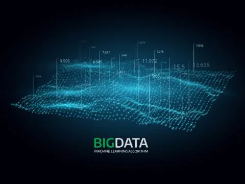 Big data visualization. Futuristic vector background on black Stockillustratie