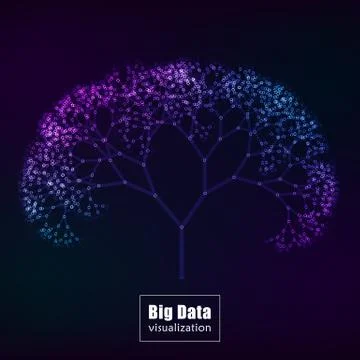 Big data visualization. glowing tree vector Stockillustratie