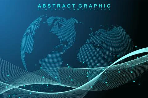 Big data visualization. Graphic abstract background communication. Perspective イラスト素材