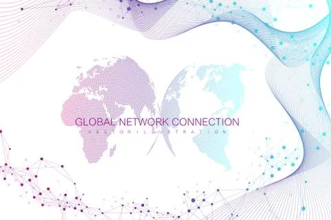 Big data visualization. Graphic abstract background communication. Perspectiv Illustrazione stock