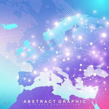Big data visualization. Graphic abstract background communication. Perspectiv Stock Illustration