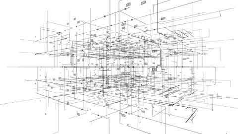 Big data visualization. HUD grid corners motion background Video stock 102898711