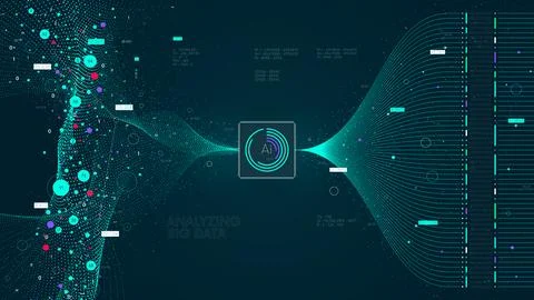 Big data visualization information flow sorting and analysis, database proc.. Stock Illustration