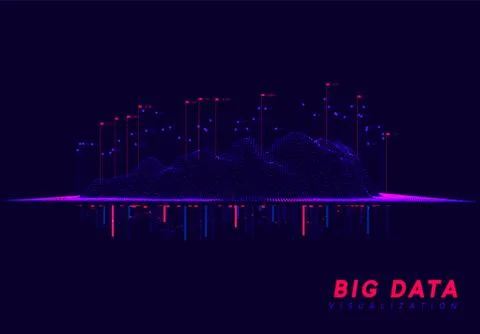 Big data visualization. Information wave technology. Stock Illustration
