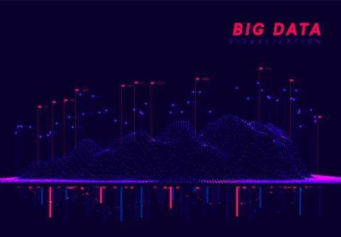 Big data visualization. Information wave technology. Stock Illustration