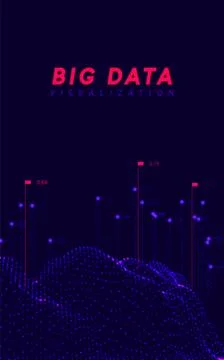 Big data visualization. Information wave technology. Stock Illustration