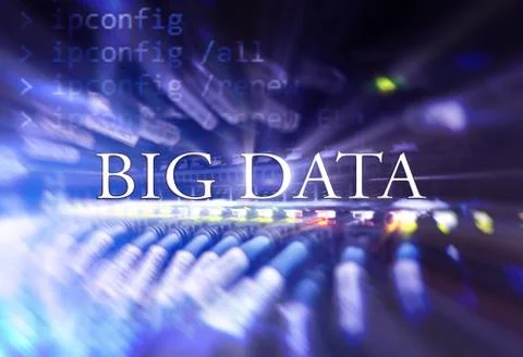 Big data visualization. Modern server room supercomputers Stock Illustration