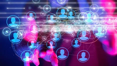 A Big data visualization. Network connection structure Stock Illustration