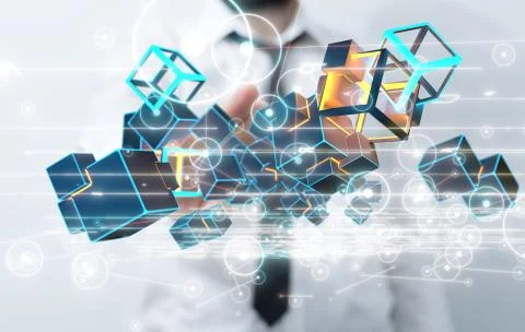 A Big data visualization. Network connection structure Foto stock