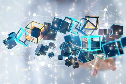 A Big data visualization. Network connection structure 스톡 사진