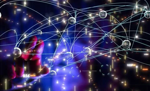 A Big data visualization. Network connection structure Foto stock