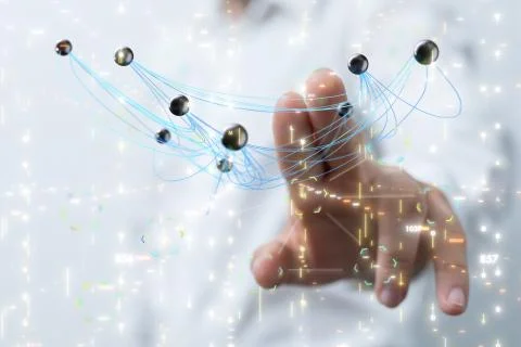 A Big data visualization. Network connection structure Stock Photos