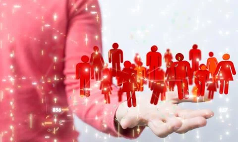 A Big data visualization. Network connection structure Stock Photos