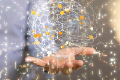 A Big data visualization. Network connection structure Stock Photos