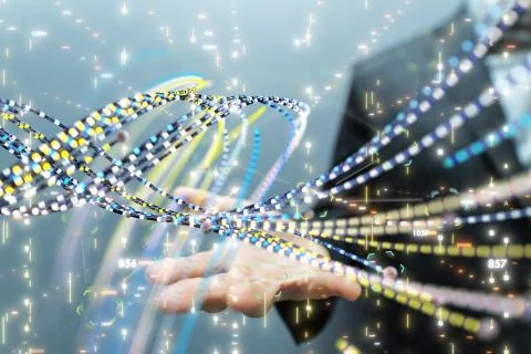 A Big data visualization. Network connection structure Foto stock