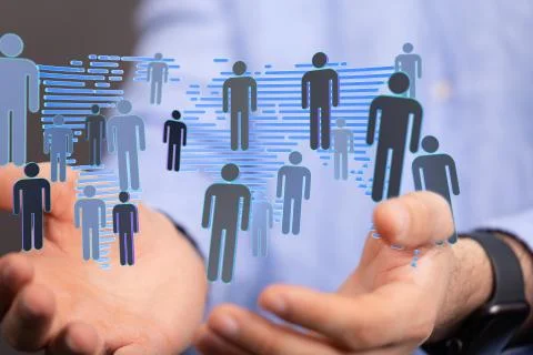 A  Big data visualization. Network connection structure network Foto stock