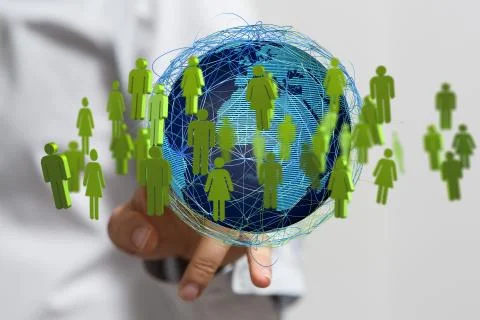 A  Big data visualization. Network connection structure network Stock Photos