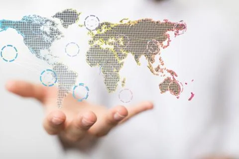 A  Big data visualization. Network connection structure network Foto stock