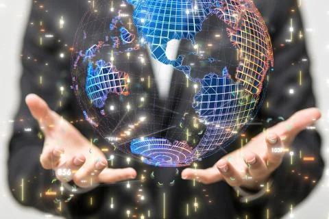 A Big data visualization. Network connection structure Stock Photos