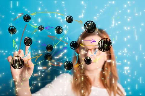 A Big data visualization. Network connection structure Stock Photos